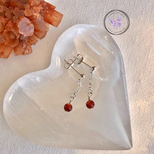 Gold Goldstone Silver Chain Post Earrings